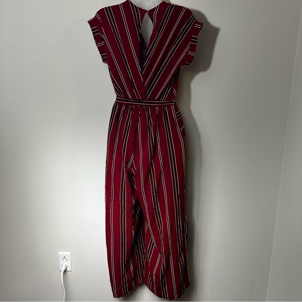 Monteau Red Striped Wide Leg Jumpsuit in Size Medium - Picture 4 of 6